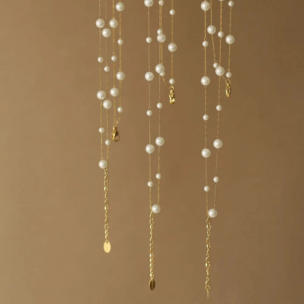 Beaded Alternating Pearl Layered Necklace