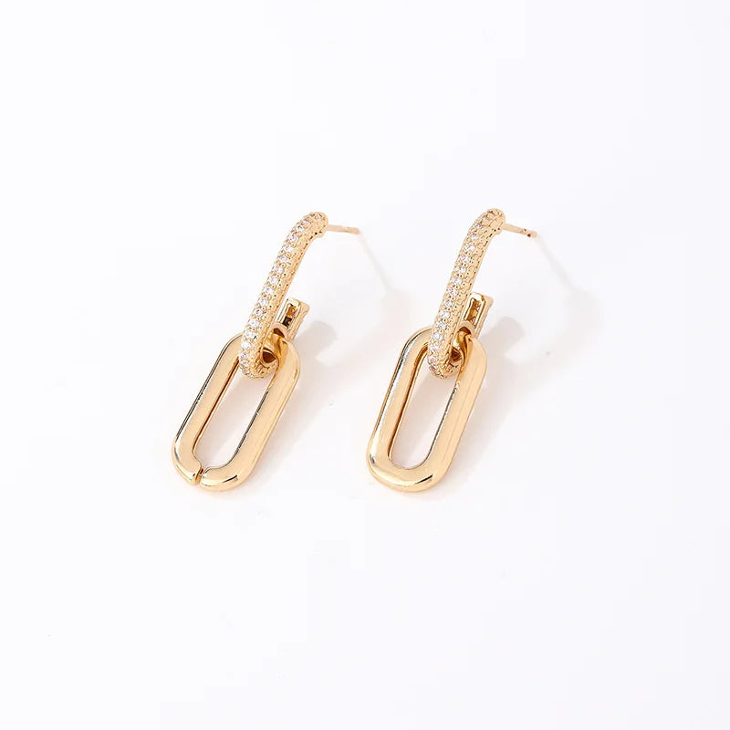 Pave Double Link Stud Earrings