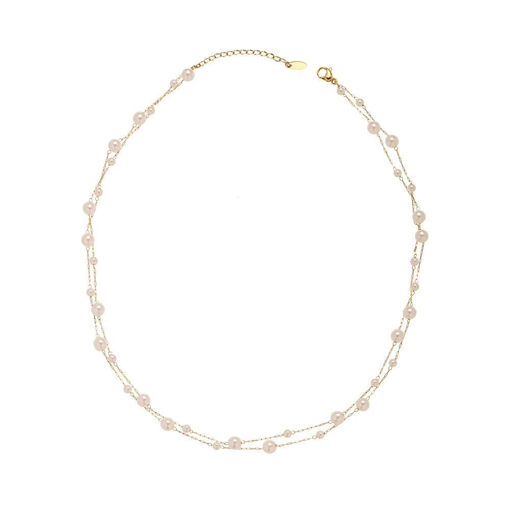 Beaded Alternating Pearl Layered Necklace