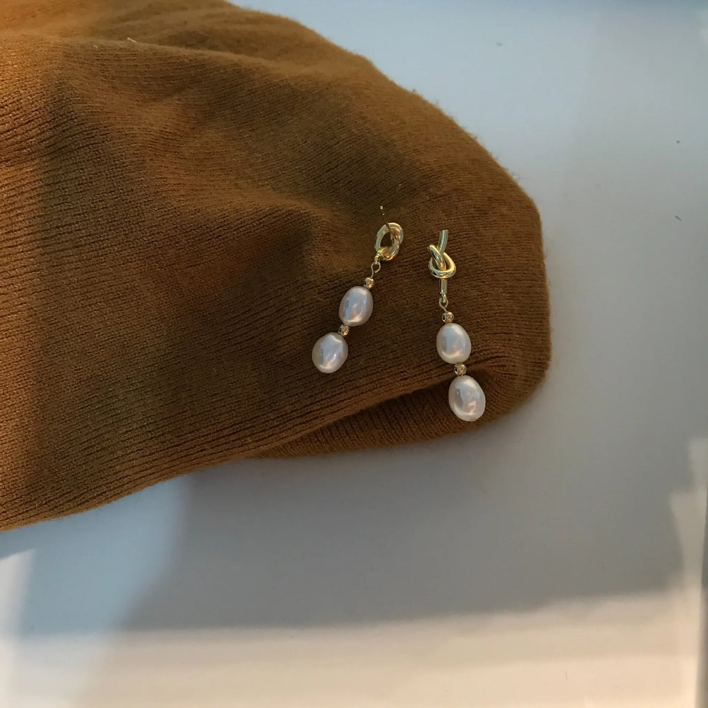 Baroque Pearl Drop Stud Earrings