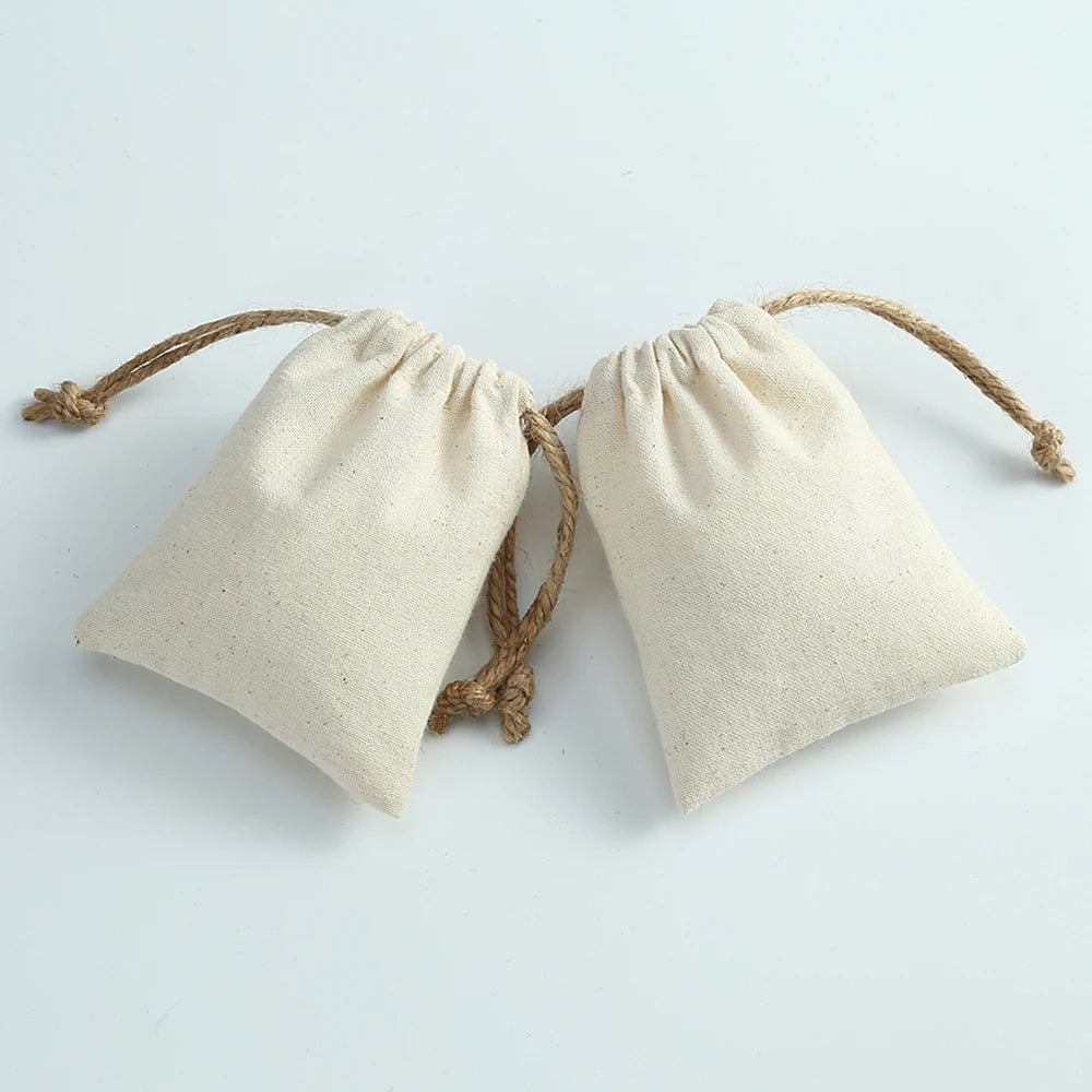 Rustic Cotton Drawstring Pouch (10 Pieces)