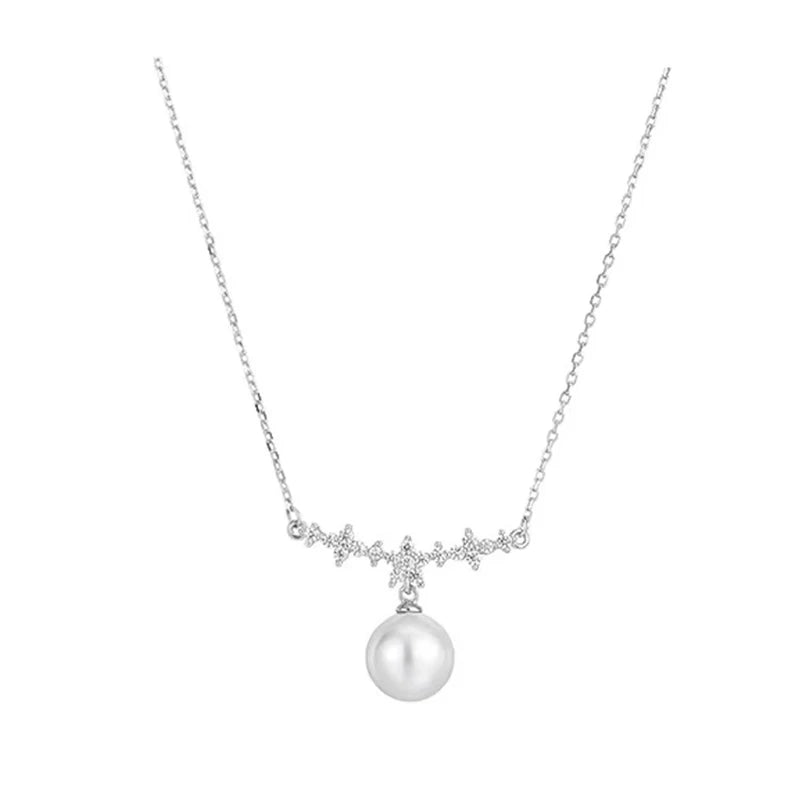 Cubic Zirconia Pearl Drop Necklace