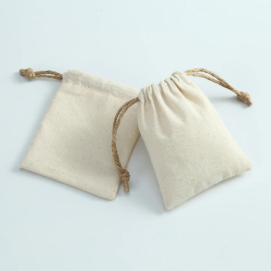 Rustic Cotton Drawstring Pouch (10 Pieces)