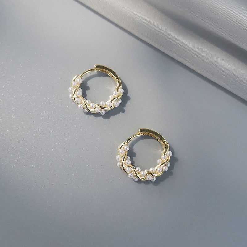 Dahlia Pearl Hoop Earrings