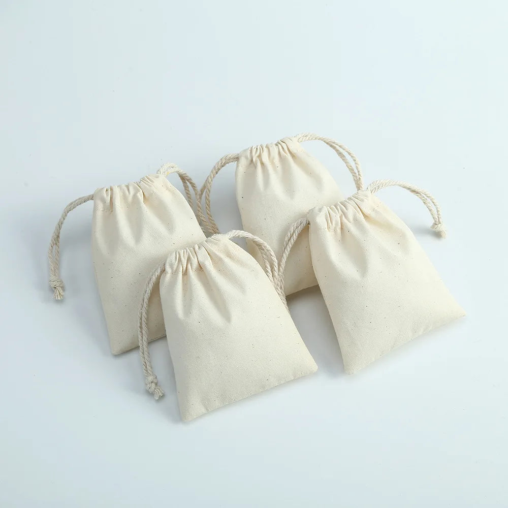 Cotton Drawstring Pouch (10 Pieces)