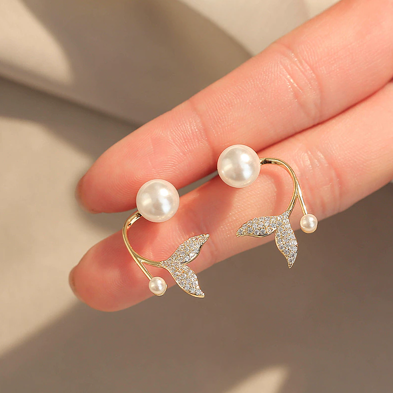 Mermaid Pearl Stud Earrings