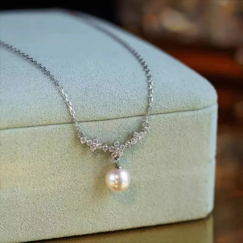 Cubic Zirconia Pearl Drop Necklace