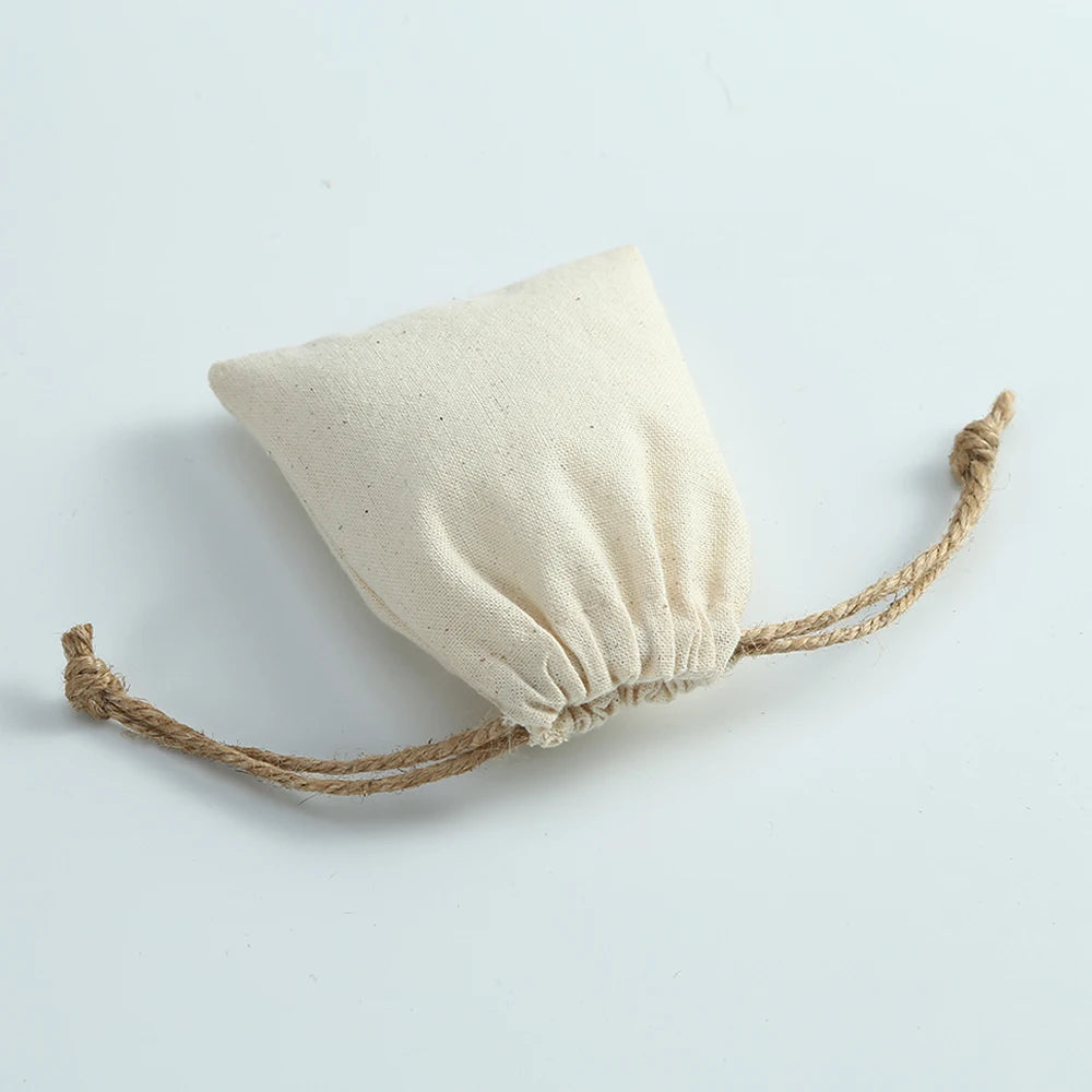 Rustic Cotton Drawstring Pouch (10 Pieces)