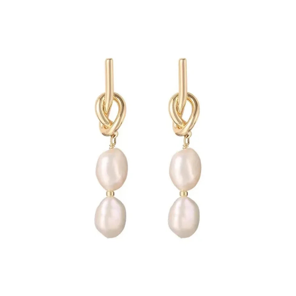 Baroque Pearl Drop Stud Earrings