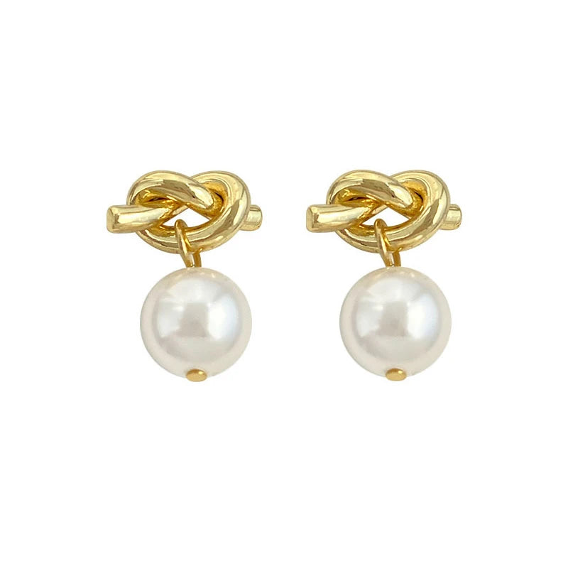 Knotty Pearl Stud Earrings