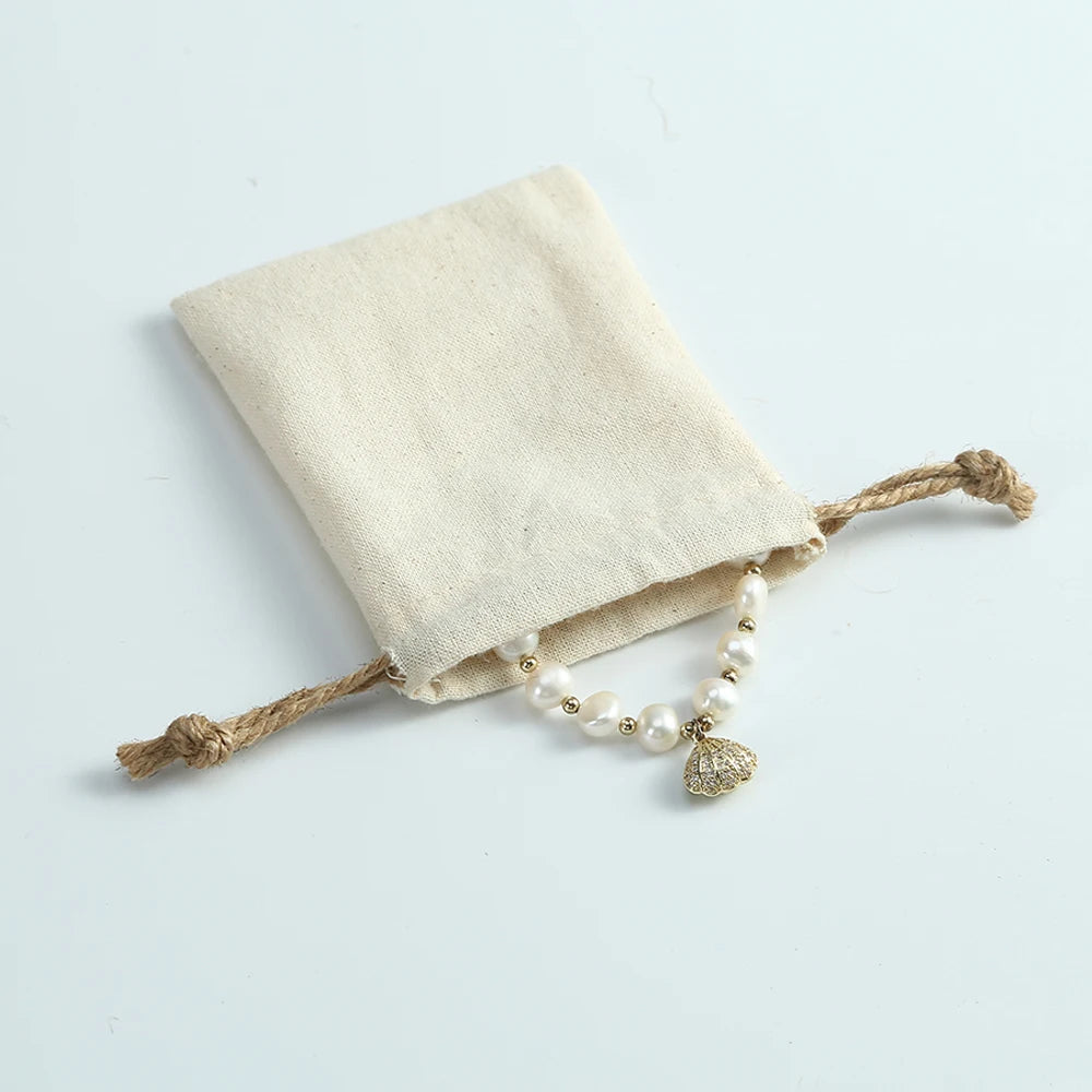 Rustic Cotton Drawstring Pouch (10 Pieces)