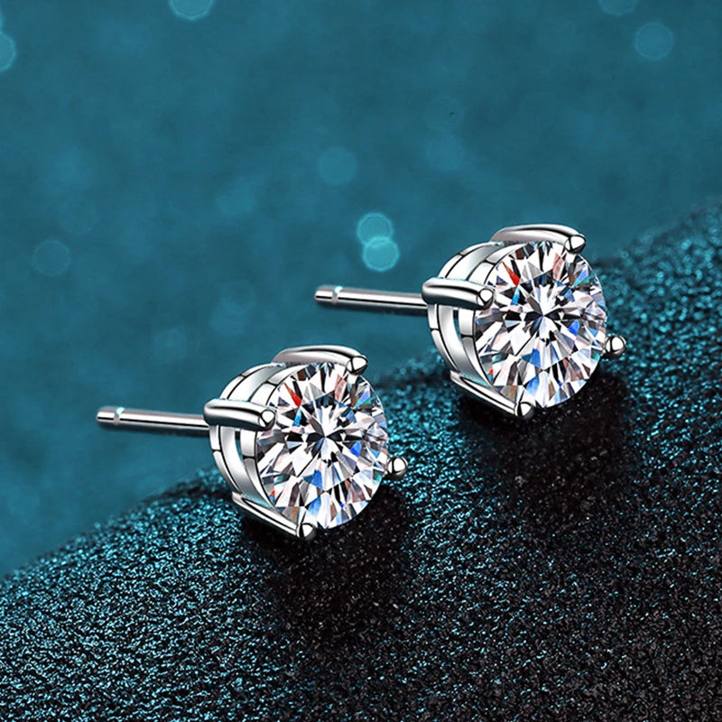 Moissanite Solitaire Stud Earrings