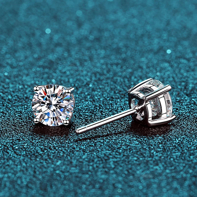 Moissanite Solitaire Stud Earrings