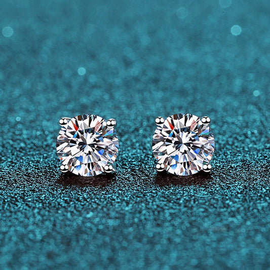 Moissanite Solitaire Stud Earrings